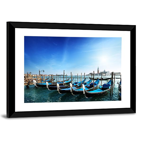 Gondolas On Grand Canal Canvas Wall Art-5 Horizontal-Gallery Wrap-22" x 12"-Tiaracle
