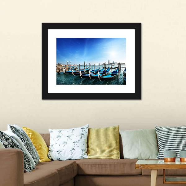Gondolas On Grand Canal Canvas Wall Art-5 Horizontal-Gallery Wrap-22" x 12"-Tiaracle