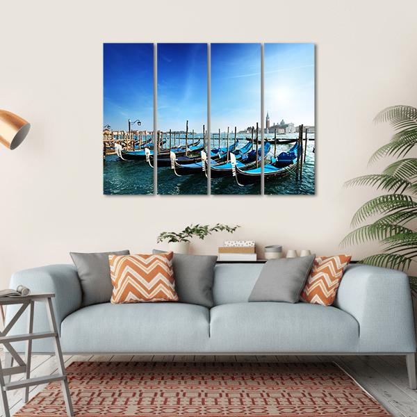 Gondolas On Grand Canal Canvas Wall Art-4 Horizontal-Gallery Wrap-34" x 24"-Tiaracle