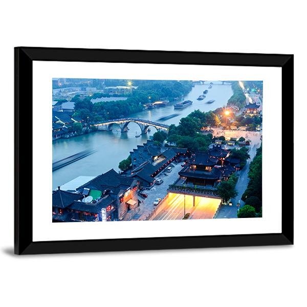 Gongchen Bridge At Dusk Canvas Wall Art-3 Horizontal-Gallery Wrap-25" x 16"-Tiaracle