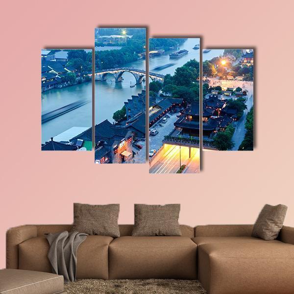 Gongchen Bridge At Dusk Canvas Wall Art-4 Pop-Gallery Wrap-50" x 32"-Tiaracle