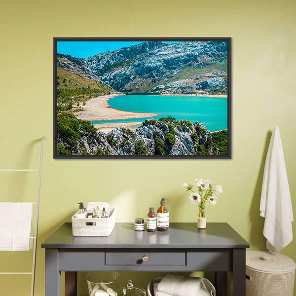 Gorg Blau Artifical Lake Canvas Wall Art-1 Piece-Floating Frame-24" x 16"-Tiaracle
