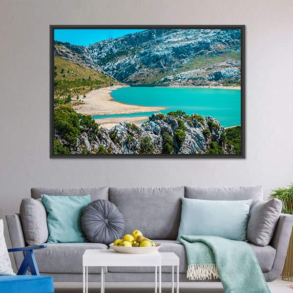 Gorg Blau Artifical Lake Canvas Wall Art-3 Horizontal-Gallery Wrap-25" x 16"-Tiaracle