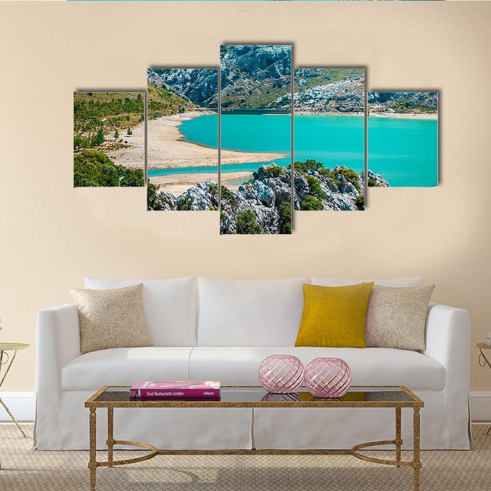 Gorg Blau Artifical Lake Canvas Wall Art-5 Star-Gallery Wrap-62" x 32"-Tiaracle
