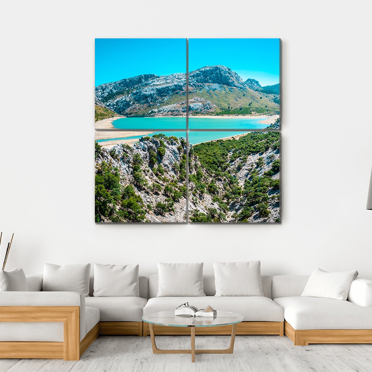 Gorg Blau Reservoir Canvas Wall Art-4 Square-Gallery Wrap-17" x 17"-Tiaracle