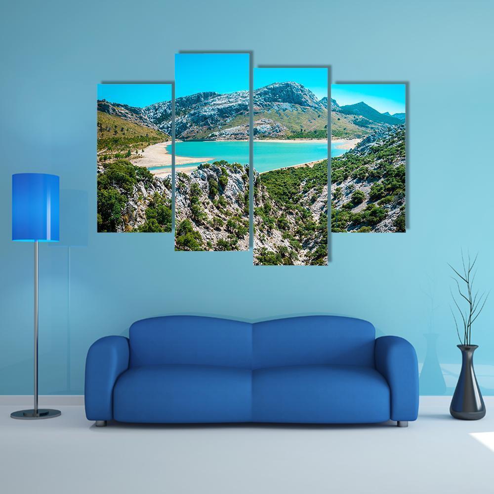 Gorg Blau Reservoir Canvas Wall Art-4 Pop-Gallery Wrap-50" x 32"-Tiaracle