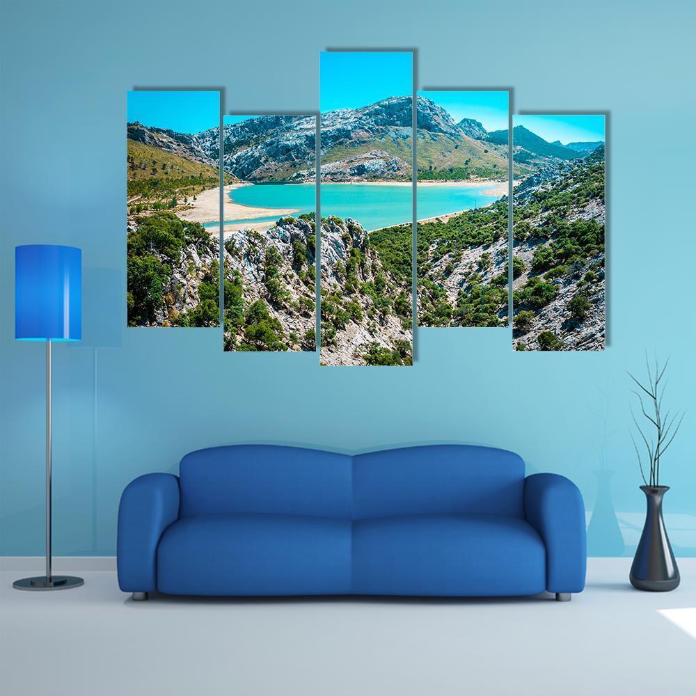 Gorg Blau Reservoir Canvas Wall Art-5 Pop-Gallery Wrap-47" x 32"-Tiaracle