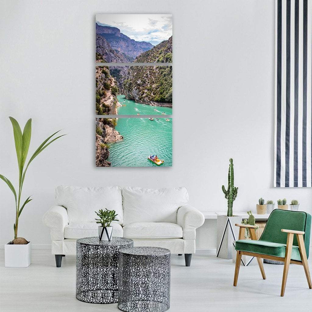 Verdon River France Vertical Canvas Wall Art-3 Vertical-Gallery Wrap-12" x 25"-Tiaracle