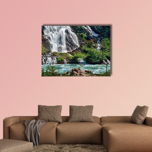 Schleierfall Waterfall Canvas Wall Art-5 Pop-Gallery Wrap-47" x 32"-Tiaracle