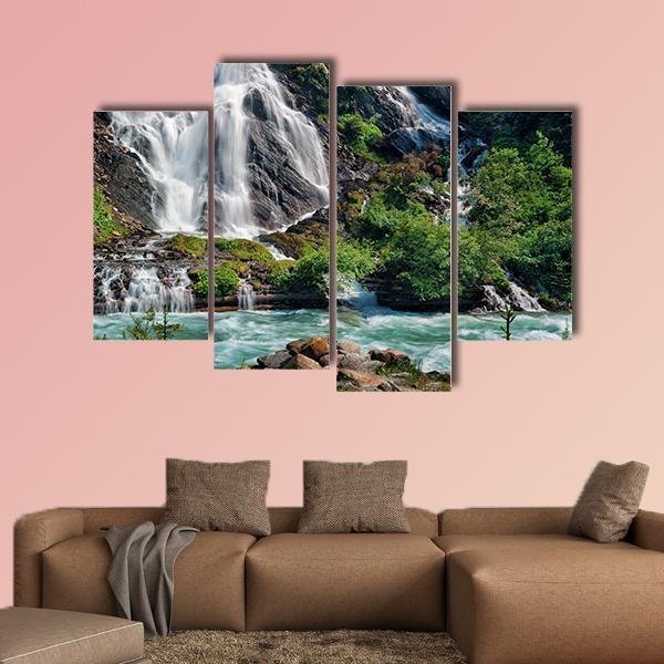 Schleierfall Waterfall Canvas Wall Art-4 Pop-Gallery Wrap-50" x 32"-Tiaracle