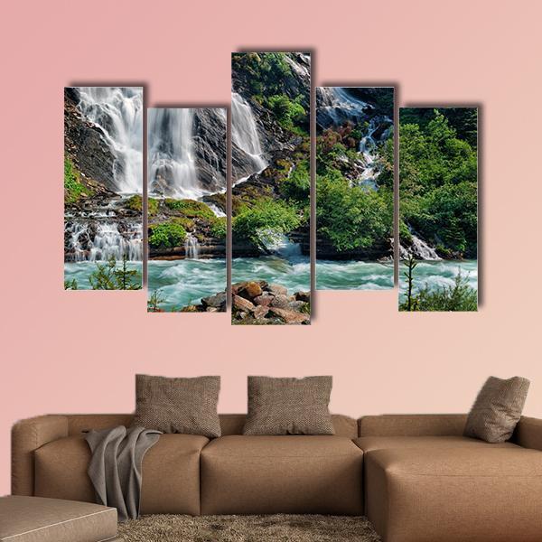 Schleierfall Waterfall Canvas Wall Art-5 Pop-Gallery Wrap-47" x 32"-Tiaracle