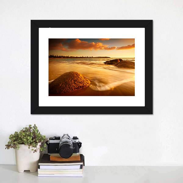 Gorgeous Sunrise On Australian Beach Canvas Wall Art-1 Piece-Framed Print-20" x 16"-Tiaracle