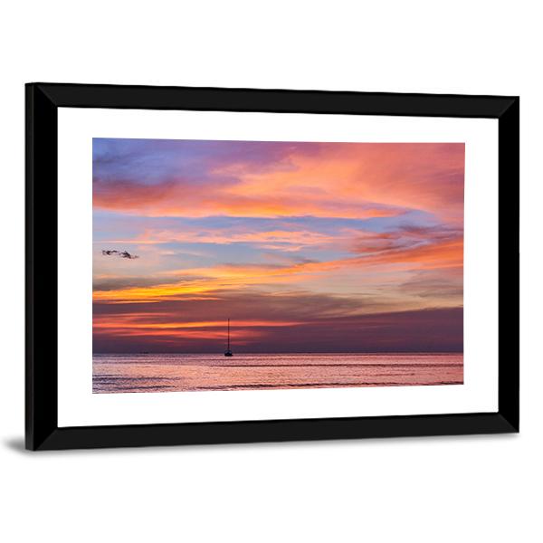 Gorgeous Sunset Over Ocean Canvas Wall Art-3 Horizontal-Gallery Wrap-25" x 16"-Tiaracle