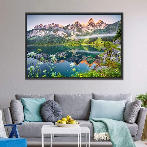 Gosausee Lake Austria Canvas Wall Art-3 Horizontal-Gallery Wrap-25" x 16"-Tiaracle