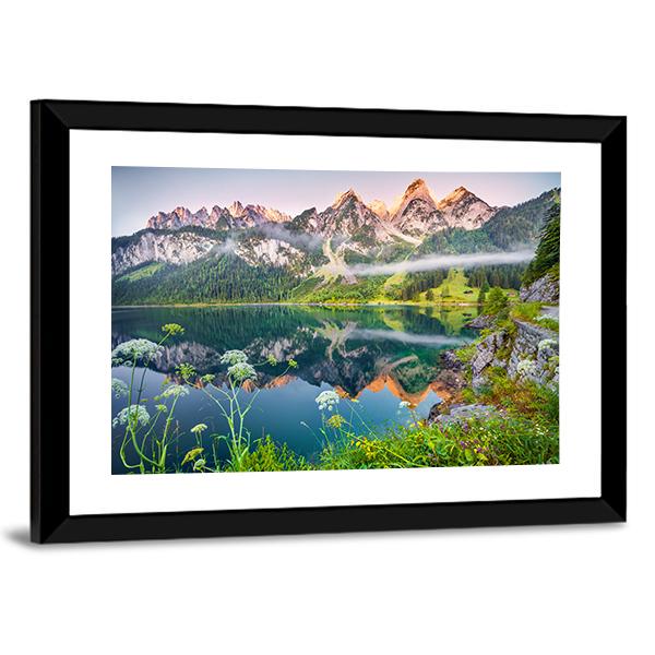 Gosausee Lake Austria Canvas Wall Art-3 Horizontal-Gallery Wrap-25" x 16"-Tiaracle