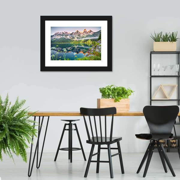 Gosausee Lake Austria Canvas Wall Art-3 Horizontal-Gallery Wrap-25" x 16"-Tiaracle