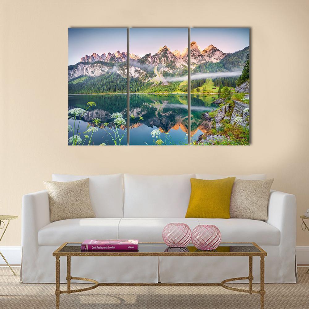 Gosausee Lake Austria Canvas Wall Art-3 Horizontal-Gallery Wrap-37" x 24"-Tiaracle