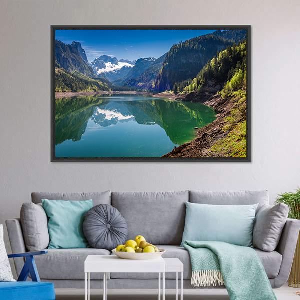 Gosausee Lake Canvas Wall Art-3 Horizontal-Gallery Wrap-25" x 16"-Tiaracle