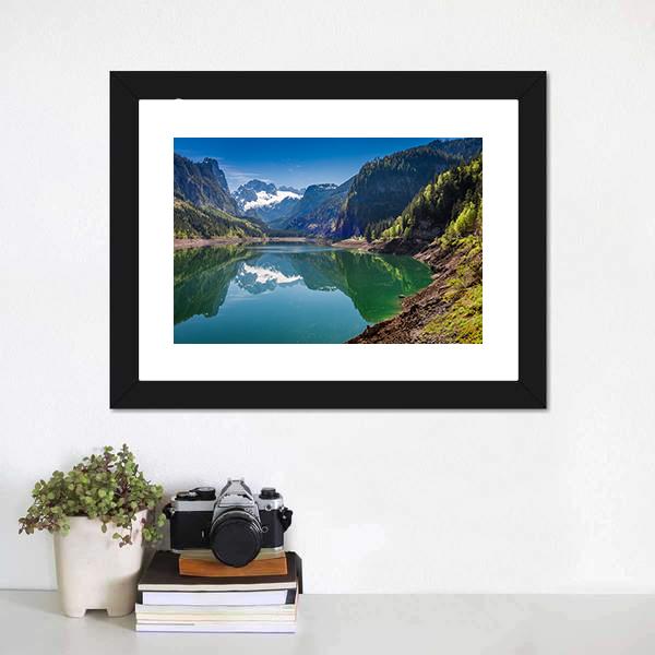 Gosausee Lake Canvas Wall Art-1 Piece-Framed Print-20" x 16"-Tiaracle