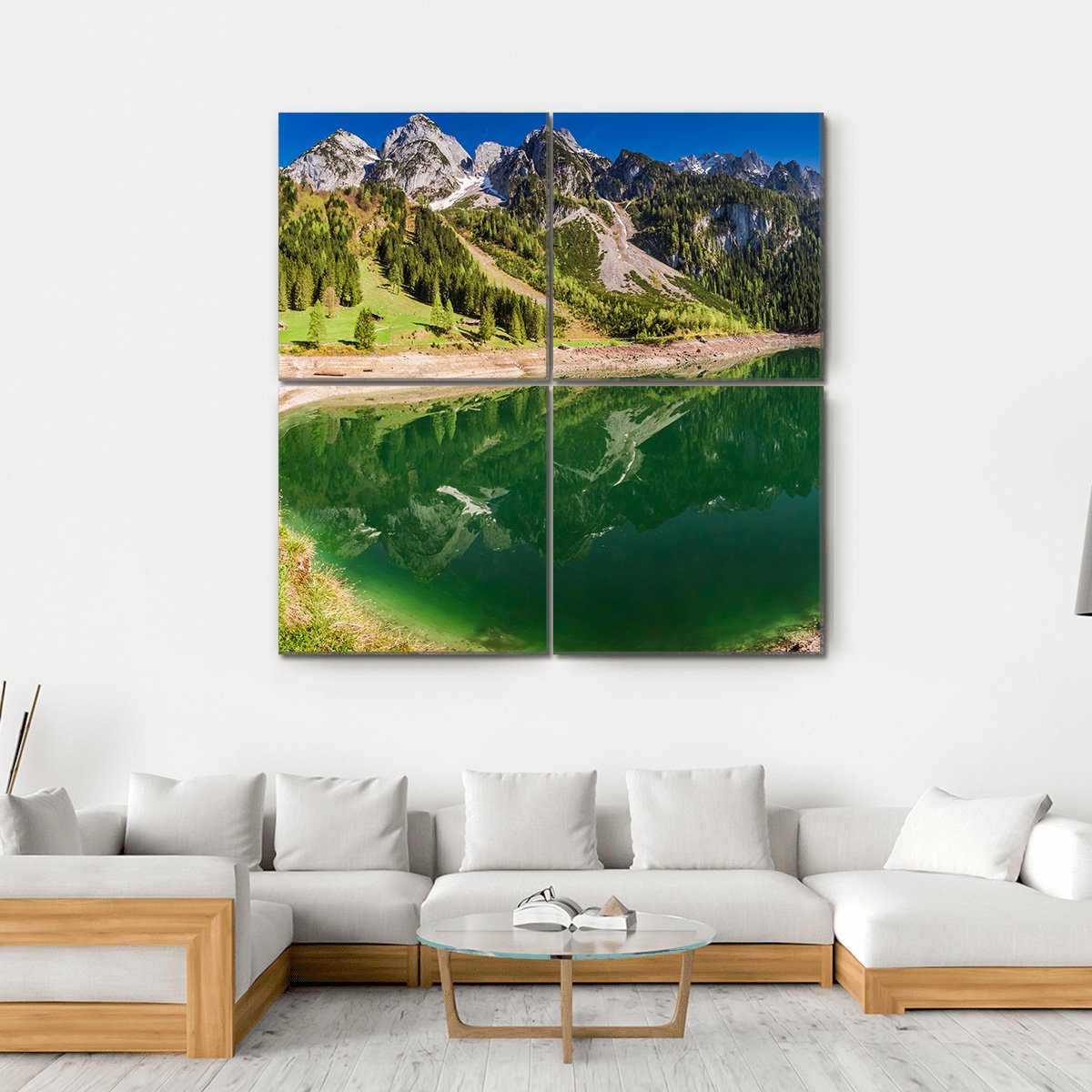 Gosausee Lake In Spring Canvas Wall Art-4 Square-Gallery Wrap-17" x 17"-Tiaracle