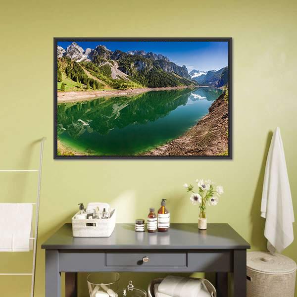 Gosausee Lake In Spring Canvas Wall Art-5 Horizontal-Gallery Wrap-22" x 12"-Tiaracle
