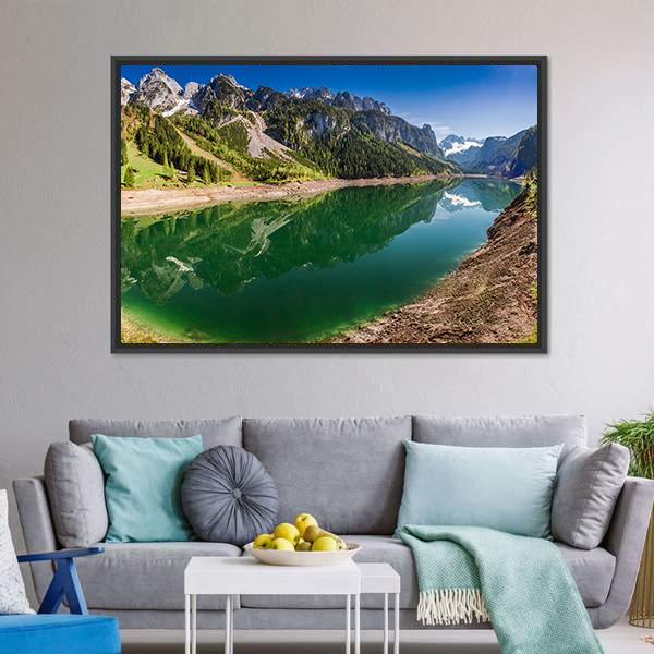 Gosausee Lake In Spring Canvas Wall Art-5 Horizontal-Gallery Wrap-22" x 12"-Tiaracle