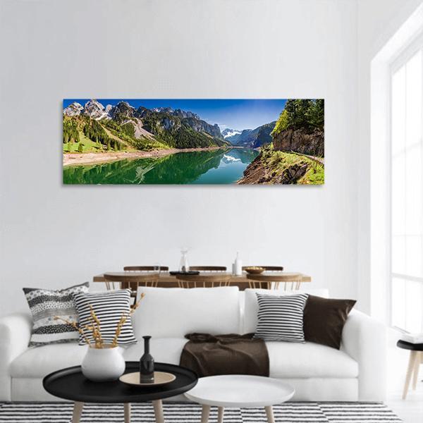 Gosausee Lake In Spring Panoramic Canvas Wall Art-1 Piece-36" x 12"-Tiaracle