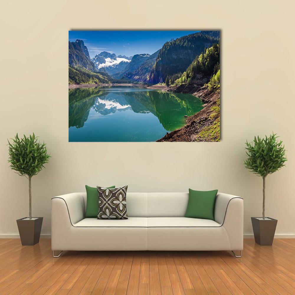 Gosausee Lake Canvas Wall Art-1 Piece-Gallery Wrap-48" x 32"-Tiaracle