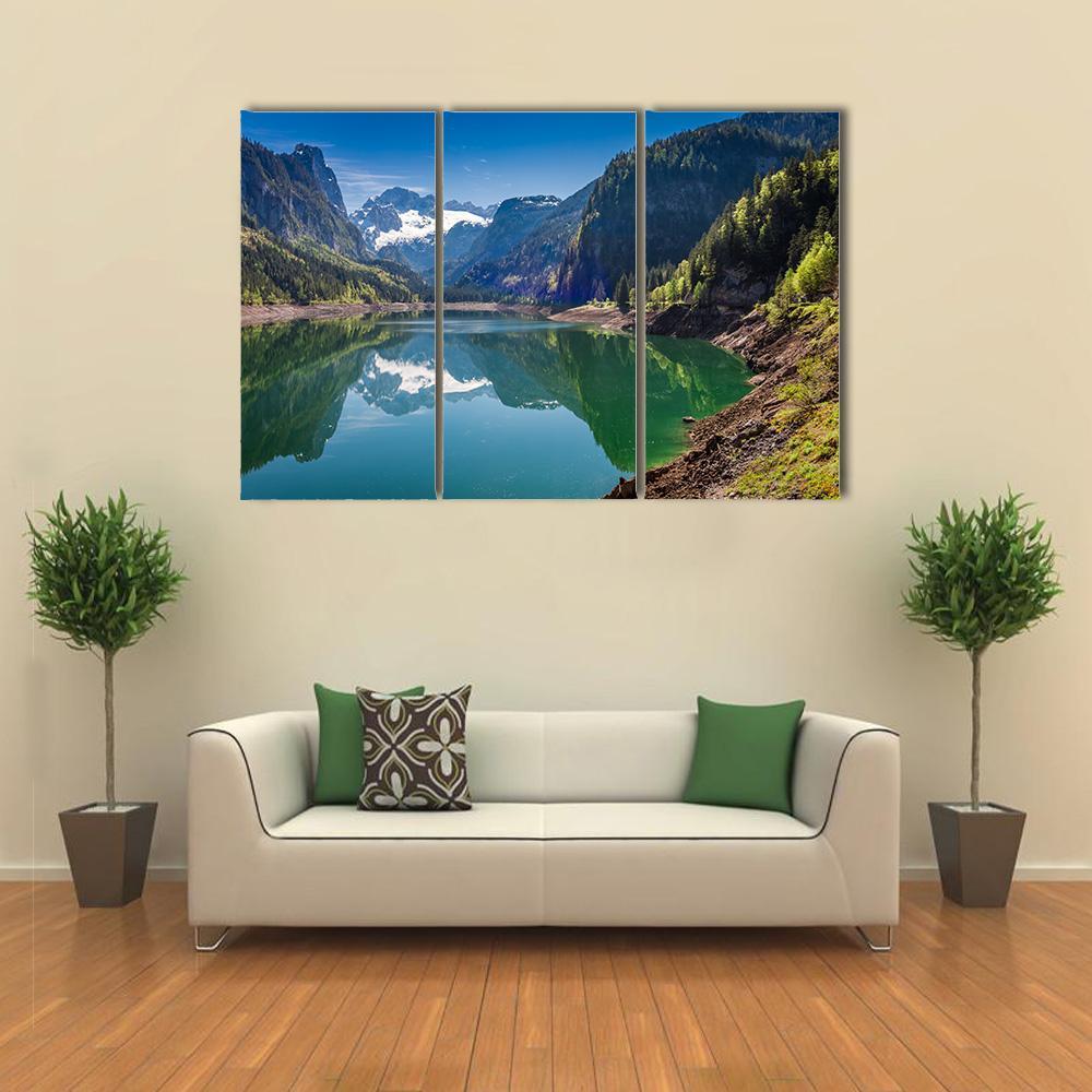 Gosausee Lake Canvas Wall Art-3 Horizontal-Gallery Wrap-37" x 24"-Tiaracle