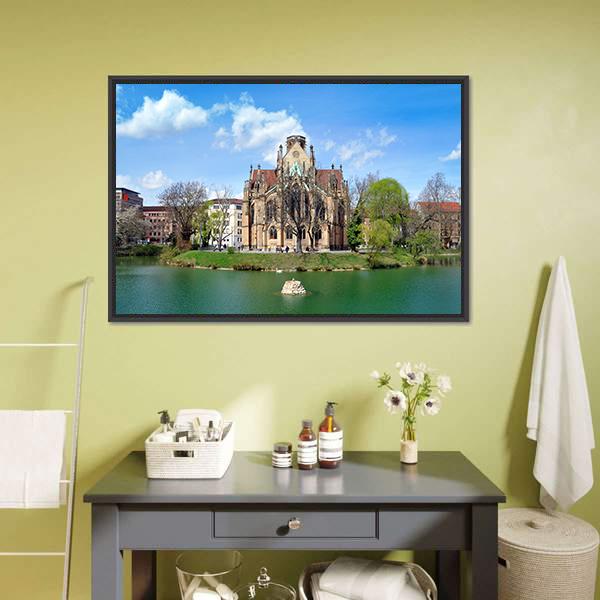 Gothic Johannes Church Canvas Wall Art-1 Piece-Floating Frame-24" x 16"-Tiaracle