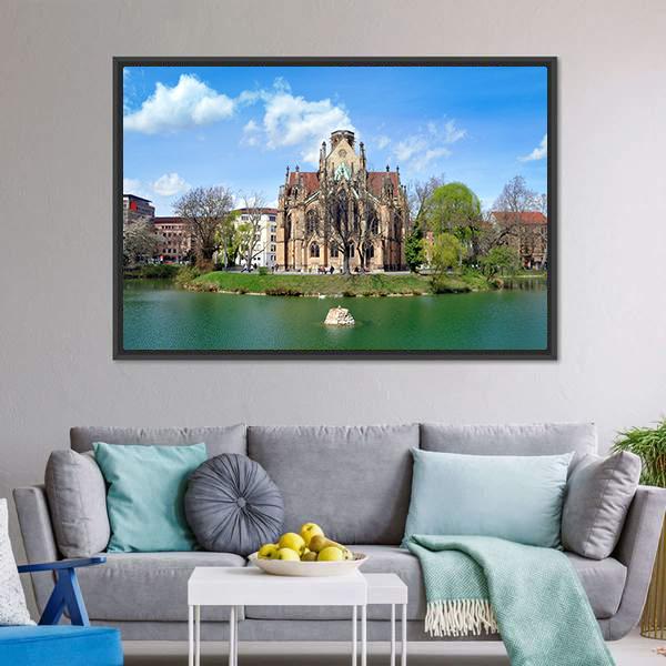 Gothic Johannes Church Canvas Wall Art-3 Horizontal-Gallery Wrap-25" x 16"-Tiaracle