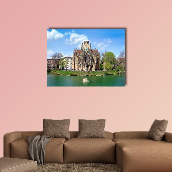 Gothic Johannes Church Canvas Wall Art-1 Piece-Gallery Wrap-48" x 32"-Tiaracle