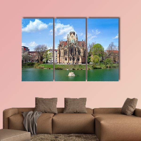 Gothic Johannes Church Canvas Wall Art-3 Horizontal-Gallery Wrap-25" x 16"-Tiaracle