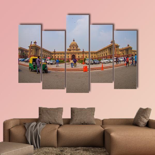 Rashtrapati Bhavan In India Canvas Wall Art-5 Pop-Gallery Wrap-47" x 32"-Tiaracle