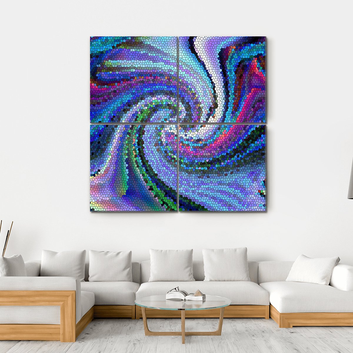 Gradient Of Visual Wave Canvas Wall Art-4 Square-Gallery Wrap-17" x 17"-Tiaracle