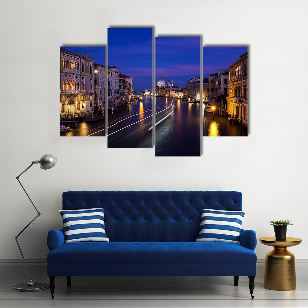 Grand Canal At Night Canvas Wall Art-4 Pop-Gallery Wrap-50" x 32"-Tiaracle