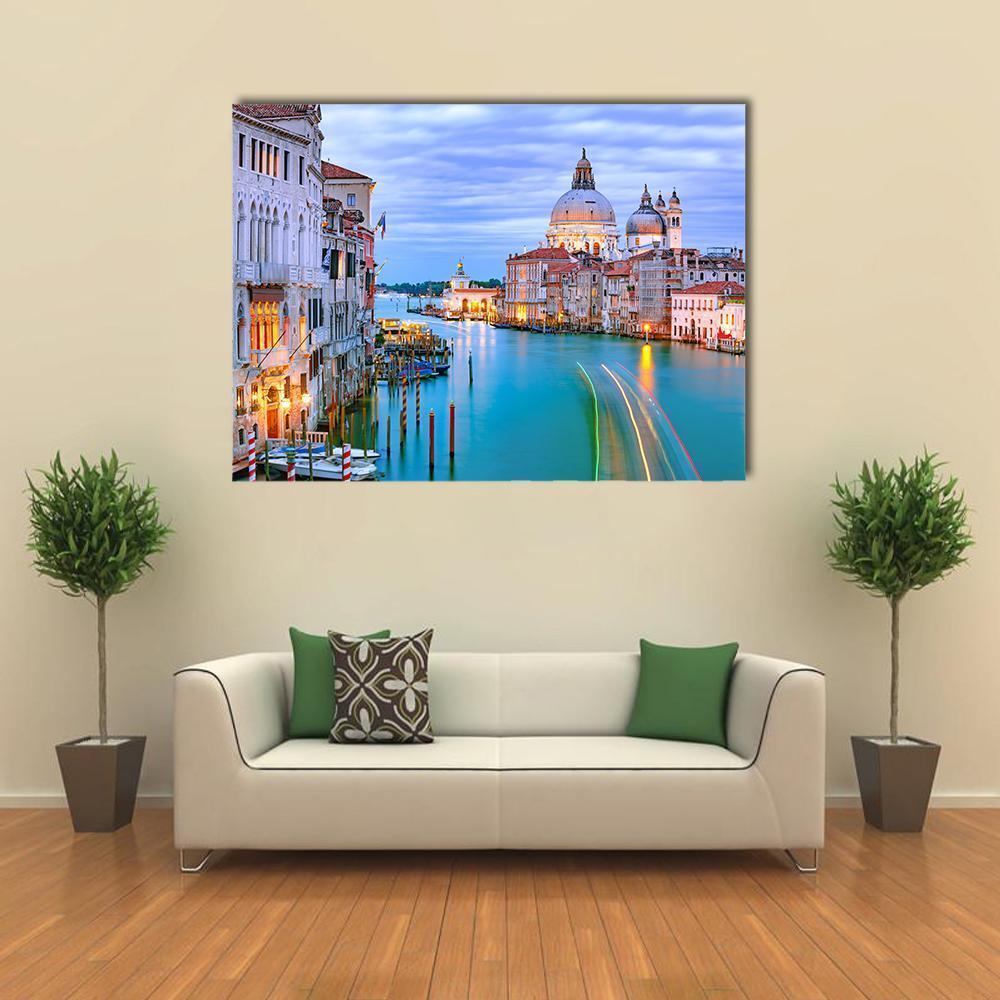 Grand Canal &amp; Basilica Di Santa Canvas Wall Art-1 Piece-Gallery Wrap-36" x 24"-Tiaracle
