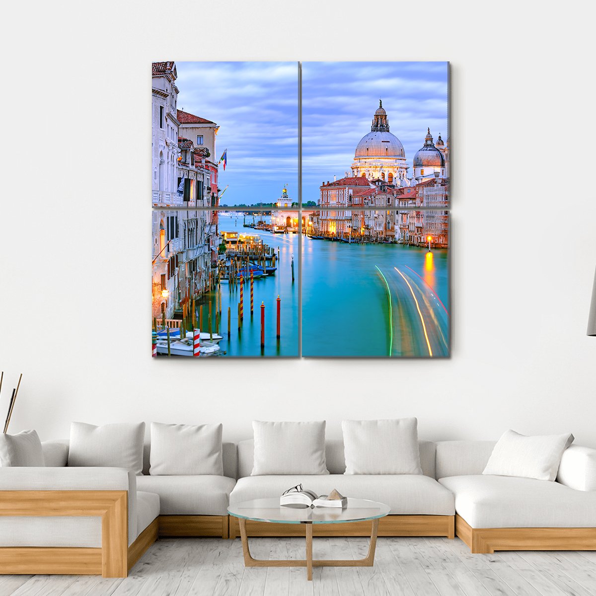 Grand Canal & Basilica Di Santa Canvas Wall Art-4 Square-Gallery Wrap-17" x 17"-Tiaracle