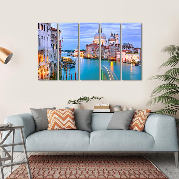 Grand Canal & Basilica Di Santa Canvas Wall Art-5 Horizontal-Gallery Wrap-22" x 12"-Tiaracle