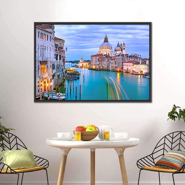 Grand Canal & Basilica Di Santa Canvas Wall Art-3 Horizontal-Gallery Wrap-25" x 16"-Tiaracle