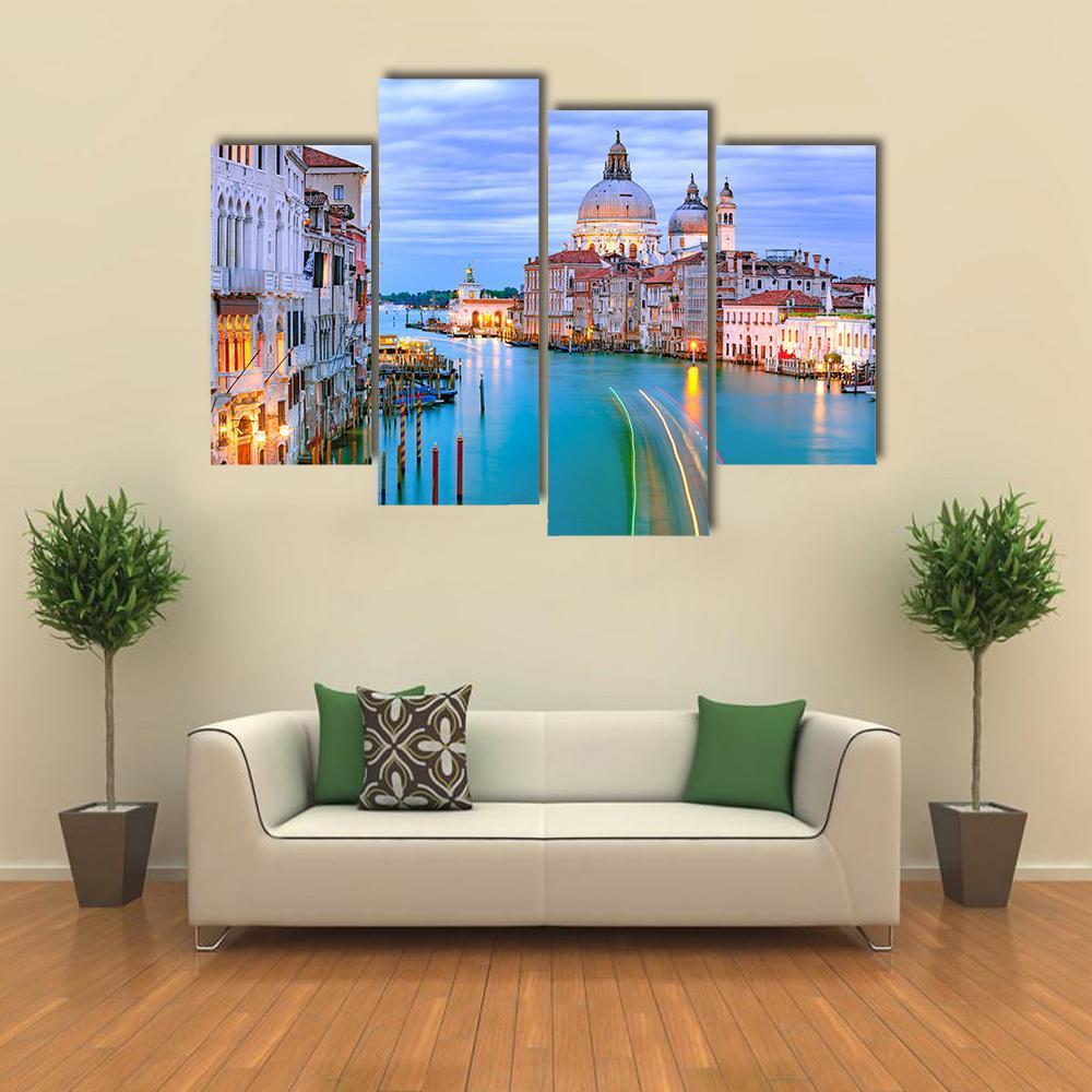 Grand Canal &amp; Basilica Di Santa Canvas Wall Art-4 Pop-Gallery Wrap-50" x 32"-Tiaracle