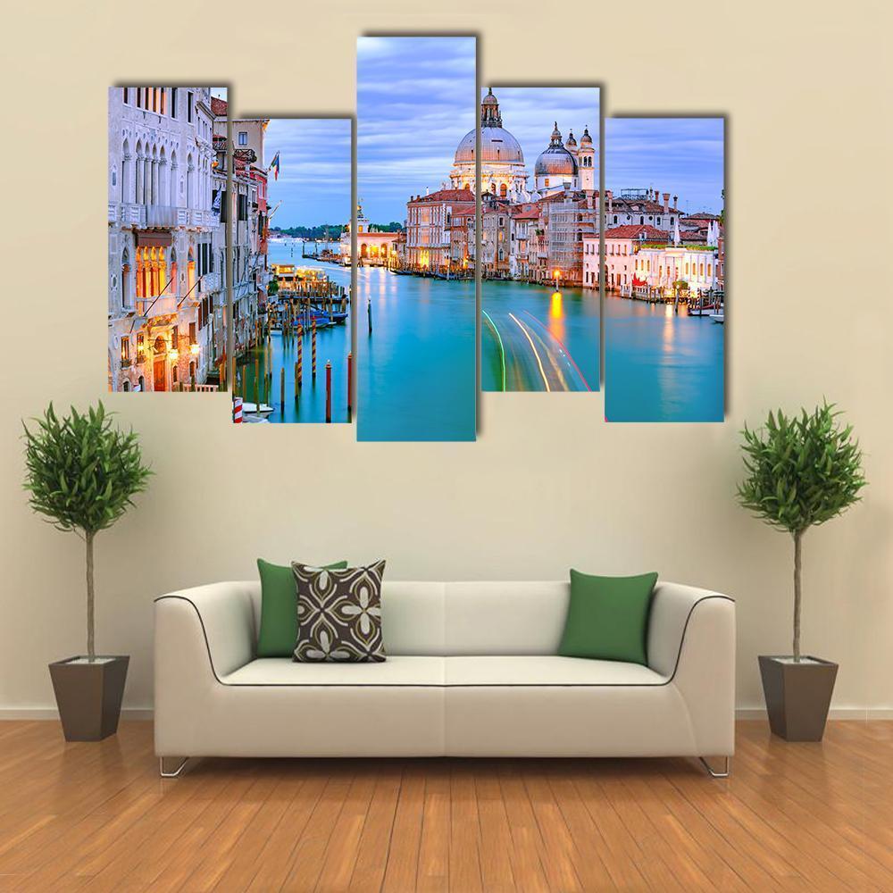 Grand Canal &amp; Basilica Di Santa Canvas Wall Art-5 Pop-Gallery Wrap-47" x 32"-Tiaracle