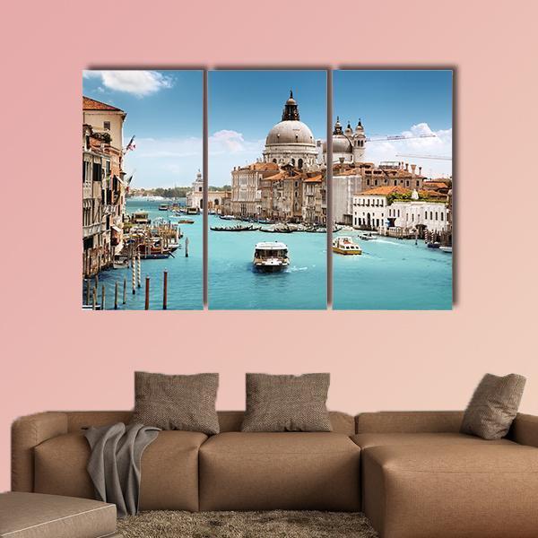 Grand Canal & Basilica In Venice Canvas Wall Art-3 Horizontal-Gallery Wrap-37" x 24"-Tiaracle