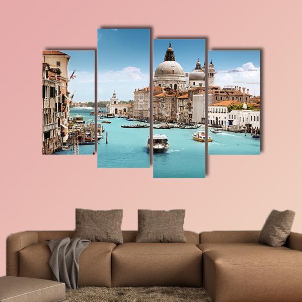 Grand Canal & Basilica In Venice Canvas Wall Art-4 Pop-Gallery Wrap-50" x 32"-Tiaracle