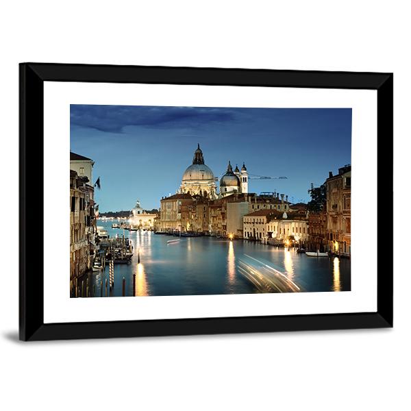 Grand Canal &amp; Basilica Italy Canvas Wall Art-3 Horizontal-Gallery Wrap-25" x 16"-Tiaracle