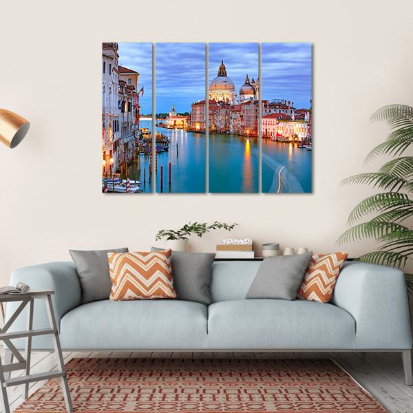 Grand Canal &amp; Basilica Of St Mary Canvas Wall Art-4 Horizontal-Gallery Wrap-34" x 24"-Tiaracle