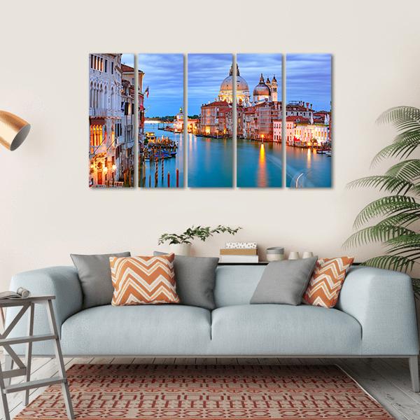 Grand Canal & Basilica Of St Mary Canvas Wall Art-5 Horizontal-Gallery Wrap-22" x 12"-Tiaracle