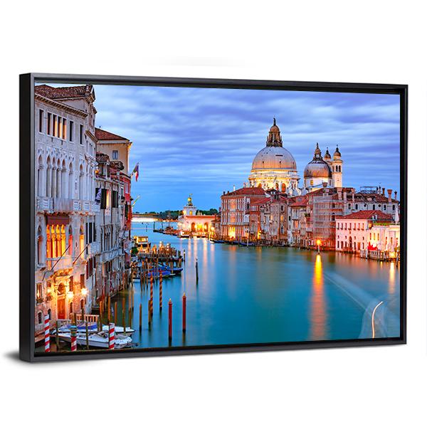 Grand Canal & Basilica Of St Mary Canvas Wall Art-3 Horizontal-Gallery Wrap-25" x 16"-Tiaracle