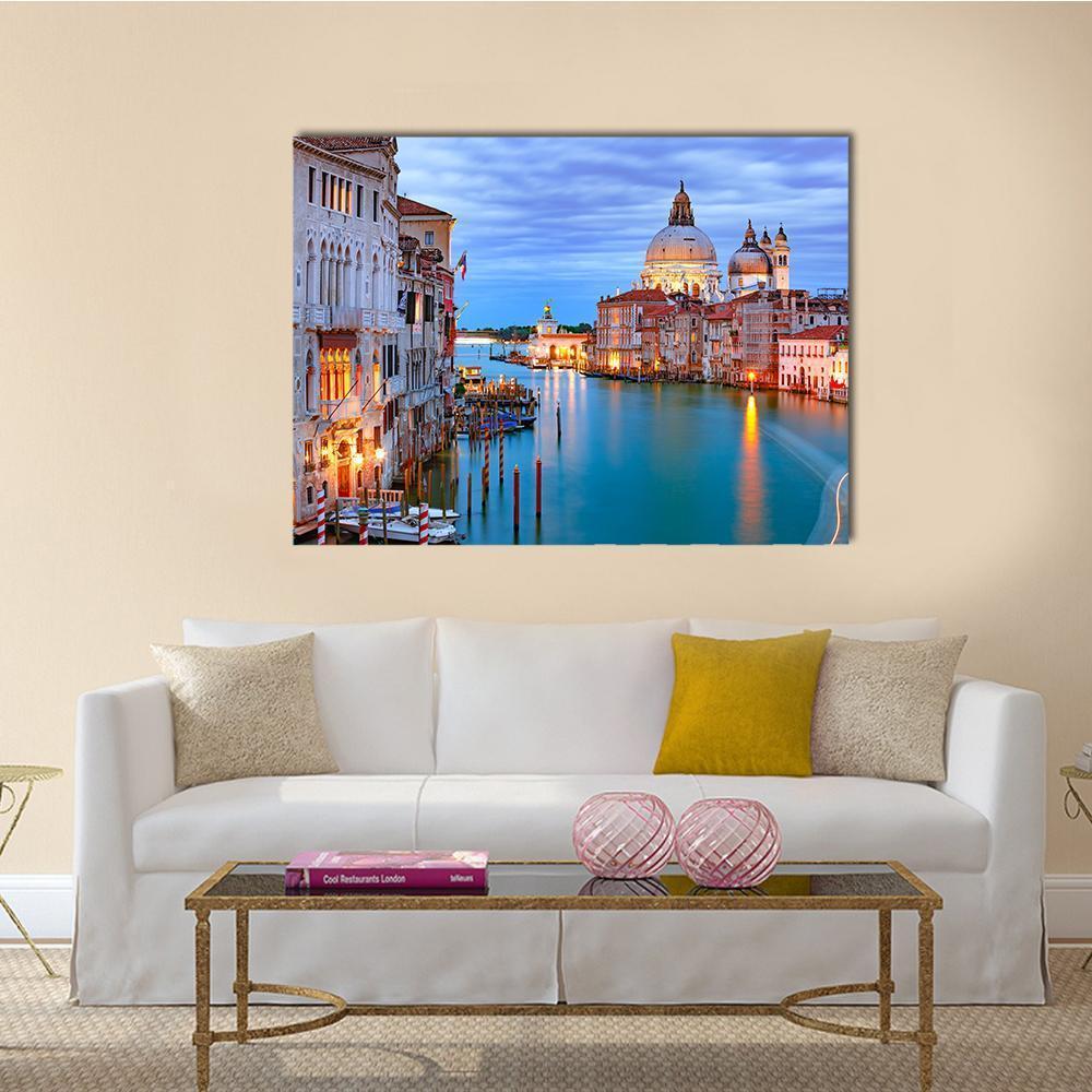 Grand Canal & Basilica Of St Mary Canvas Wall Art-1 Piece-Gallery Wrap-48" x 32"-Tiaracle