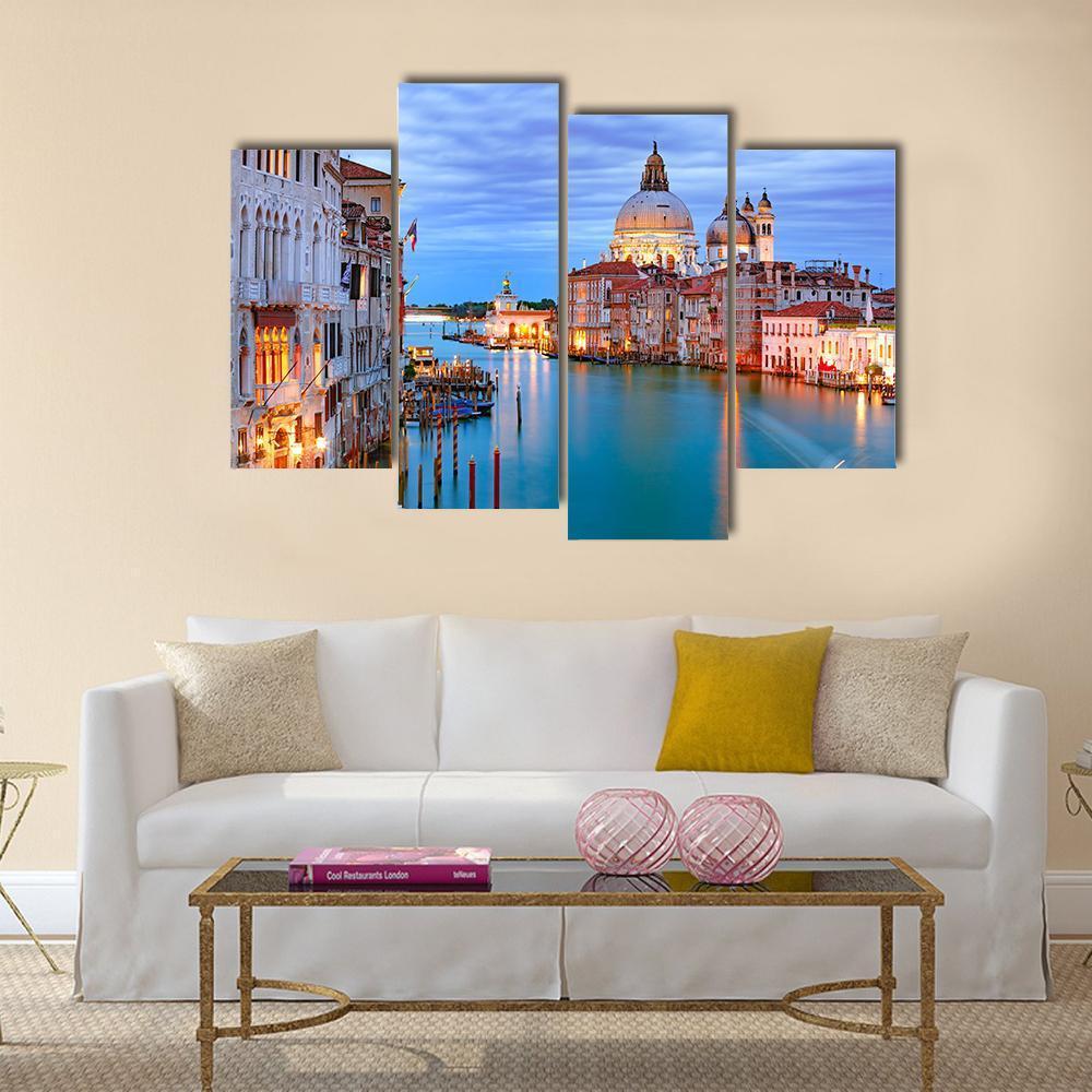 Grand Canal &amp; Basilica Of St Mary Canvas Wall Art-4 Pop-Gallery Wrap-50" x 32"-Tiaracle